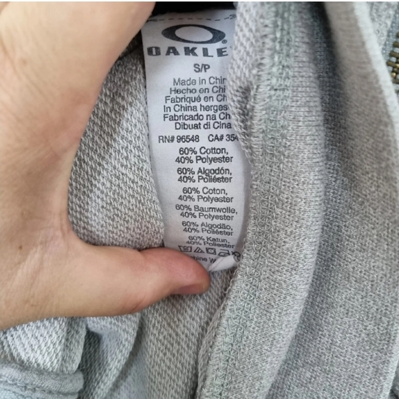 Oakley Hoodie Mens Medium Grey Full Zip Cotton Jersey - Picture 8 of 11